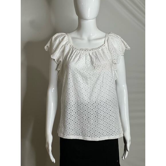 Joie Embroidered Blouse White Ruffles sleeve Size XS short Sleeve NWT - Picture 9 of 12